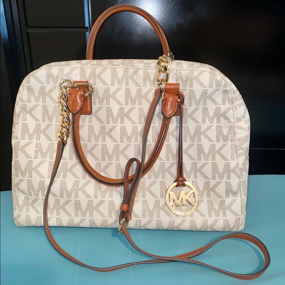 White and Brown Michael Kors Shoulder Bag